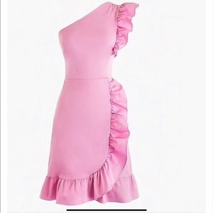 J.Crew One-Shoulder Ruffle Dress Women's Size 4 SWEET HIBISCUS